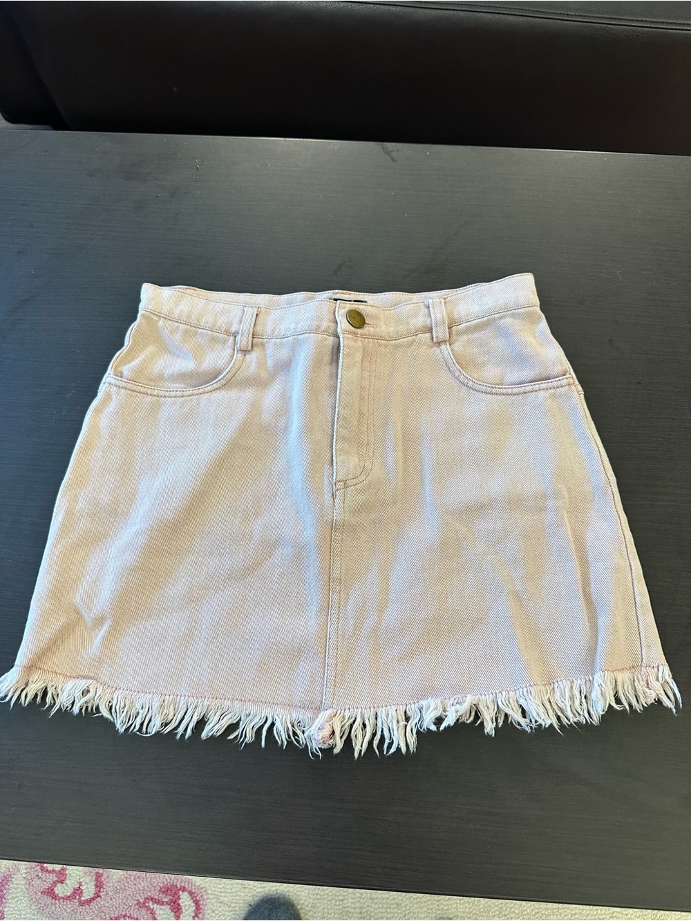 Sadie & Sage Pale Pink Frayed Hem Mini Skirt